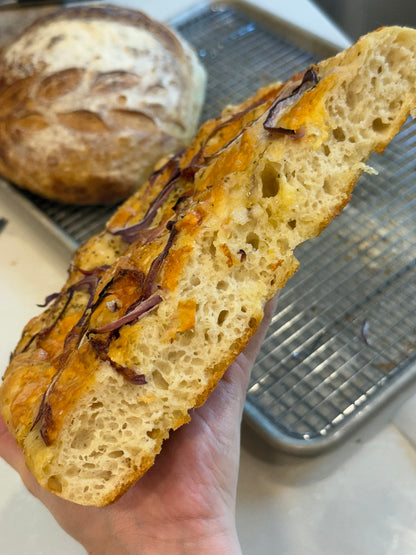 LIMITED EDITION: Onion, Cheddar & Swiss Cheese Focaccia