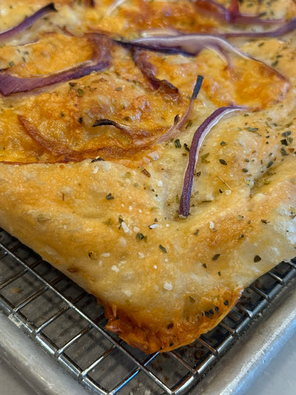 LIMITED EDITION: Onion, Cheddar & Swiss Cheese Focaccia