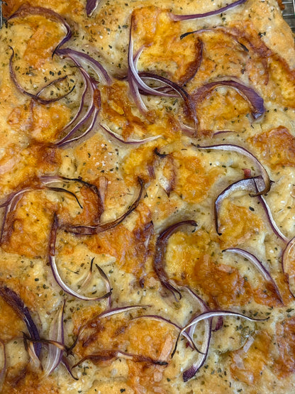 LIMITED EDITION: Onion, Cheddar & Swiss Cheese Focaccia